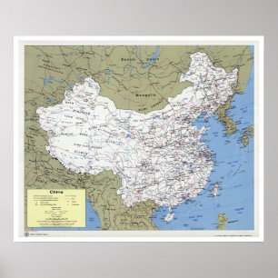 Poster La Chine a détaillé la carte - 1979