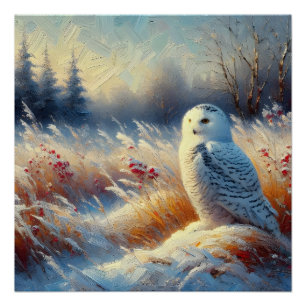 Poster La Chouette des neiges majestueuse en pleine natur