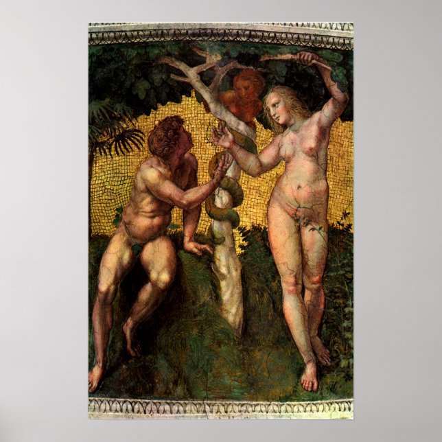 Poster La chute - Adam et Ève par Raphael Sanzio (Devant)