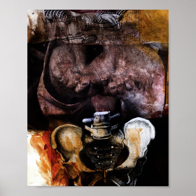 Poster La chute de icarus, collage et encre (Devant)