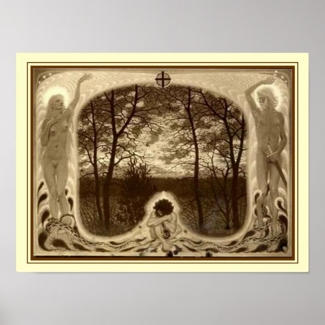 Poster "La Chute" par Fidus Art Nouveau 12 x 16 (Devant)