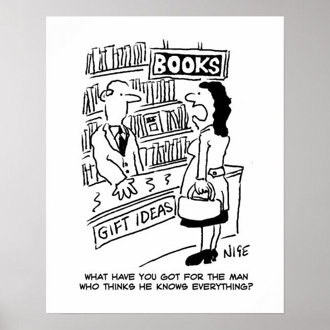 Poster La cliente d'une librairie pose une question au li (Devant)