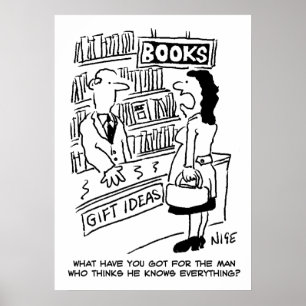 Poster La cliente d'une librairie pose une question au li