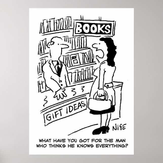 Poster La cliente d'une librairie pose une question au li (Devant)