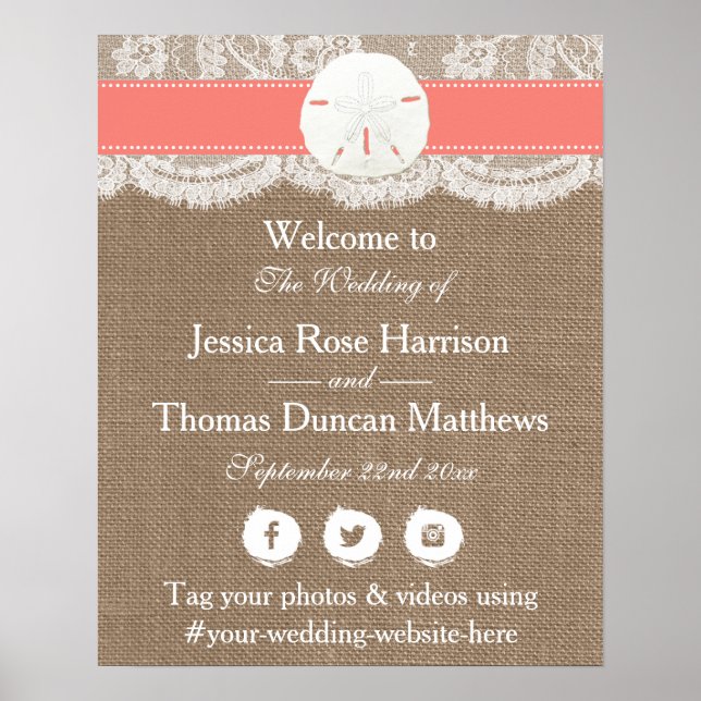 Poster La collection de mariage Coral Sand Dollar Beach (Devant)