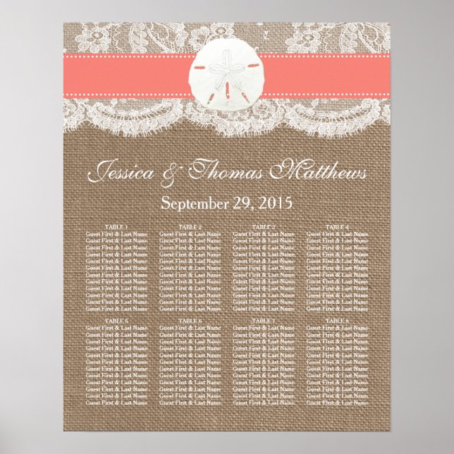 Poster La collection de mariage Coral Sand Dollar Beach (Devant)