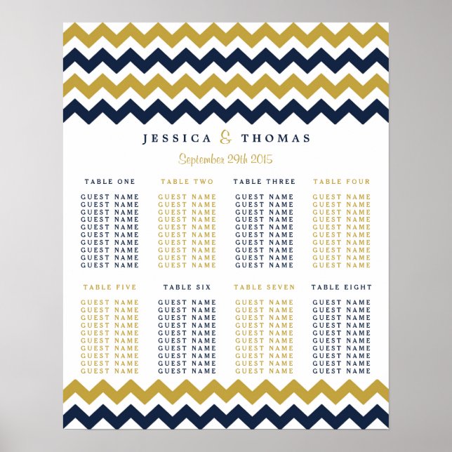 Poster La collection Mariage moderne Chevron - Marine & G (Devant)