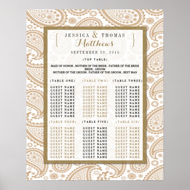 Poster La collection Mariage moderne de Paisley - Brown (Devant)