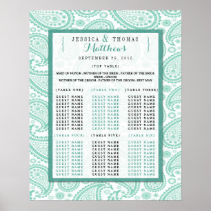 Poster La collection Mariage moderne Paisley - Vert