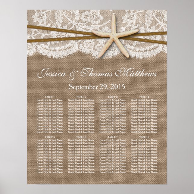 Poster La collection rustique de mariage Starfish Beach (Devant)