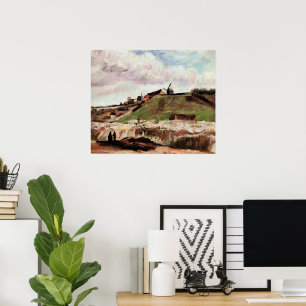 Poster La colline de Montmartre avec carrière par Vincent