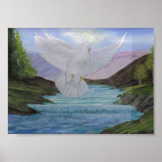 Poster La colombe blanche de Dieu d'amour et de sérénité