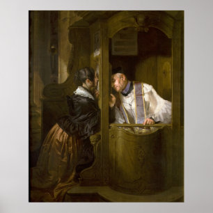 Poster La confession par Giuseppe Molteni 1838
