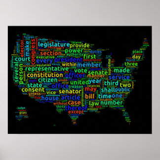 Poster La Constitution des États-Unis Carte du nuage sur