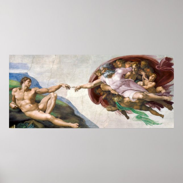 Poster La création d'Adam par Michel-Ange Buonarroti (Devant)