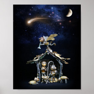 Poster La crèche des elfes d'Acorn - Noël
