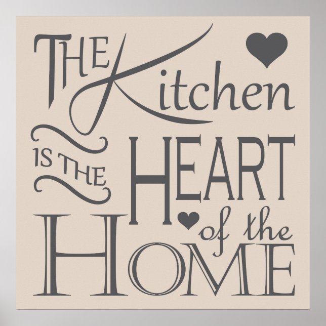 Poster La cuisine est au coeur du design de la citation m (Devant)