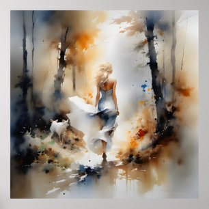 Poster La Dame À Travers Une Forêt