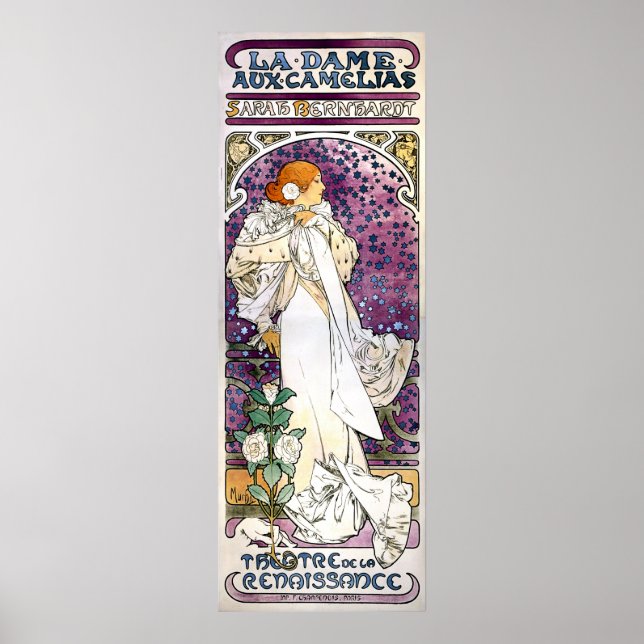 Poster la dame aux camélias par Alfons Mucha 1896 (Devant)