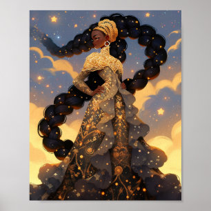 Poster La Dame Cosmique Art Imaginaire Africain Américain