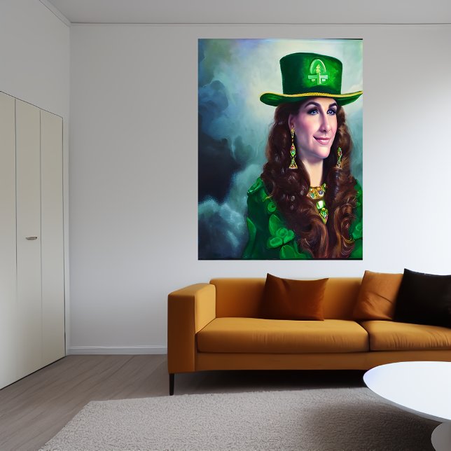 Poster La dame de la Saint Patrick en vert | Art AI (Créateur téléchargé)