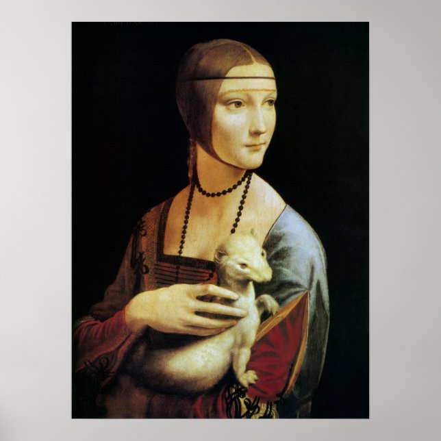 Poster La Dame de Léonard de Vinci avec une mine (Devant)