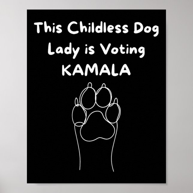 Poster La Dame des Chiens Sans Enfants Vote Kamala-harris (Devant)
