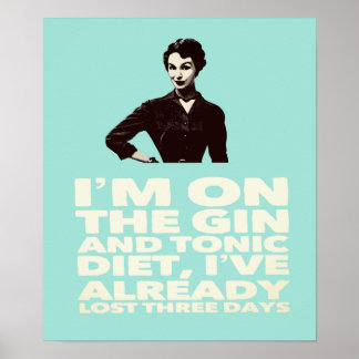 Poster la dame vintage Gin and Tonic Diet