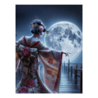 La danse de la geisha à la lune