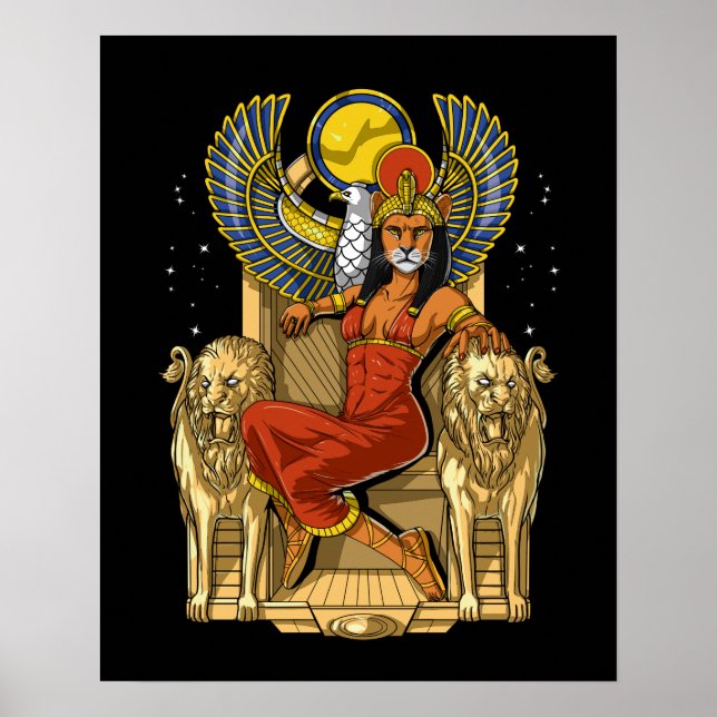 Poster La déesse de la lionne égyptienne Sekhmet (Devant)