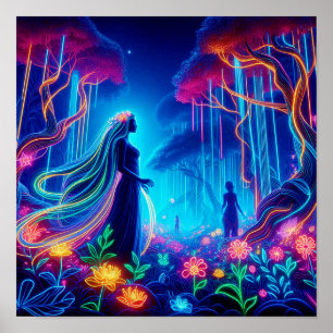 Poster La déesse Neon Forêt de Lumière Imaginaire conte d