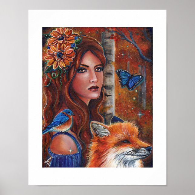 Poster La déesse "Rhiannon" à l'oiseau par Renée Lavoie (Devant)