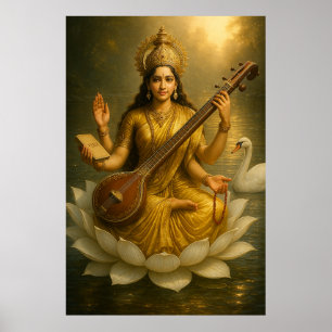 Poster La déesse Saraswati   La Muse Divine de la Connais