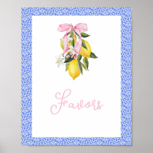Poster La Dolce Vita Lemon Pink Bow Baby shower Privilégi