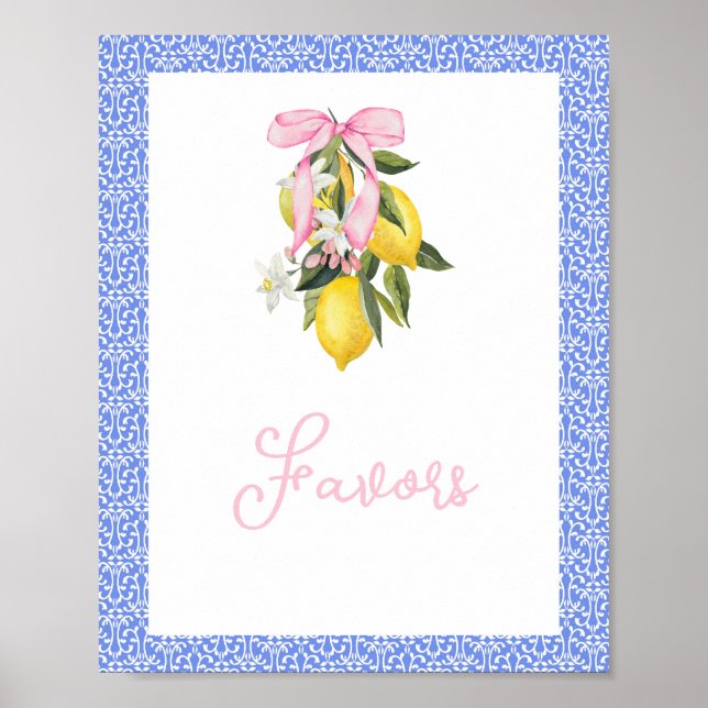 Poster La Dolce Vita Lemon Pink Bow Baby shower Privilégi (Devant)