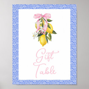 Poster La Dolce Vita Lemon Pink Bow Baby showers Cadeaux