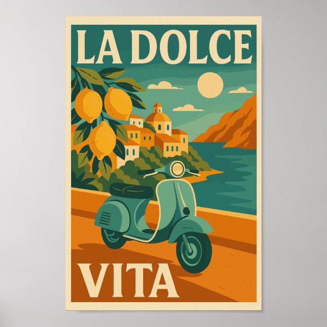 Poster La Dolce Vita - Retro L'affiche de voyage de la cô (Devant)