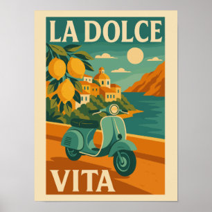 Poster La Dolce Vita – Voyage sur la Côte Italienne Rétro