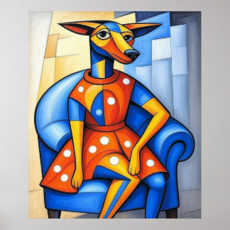 Poster La duchesse est assise sur sa chaise bleue