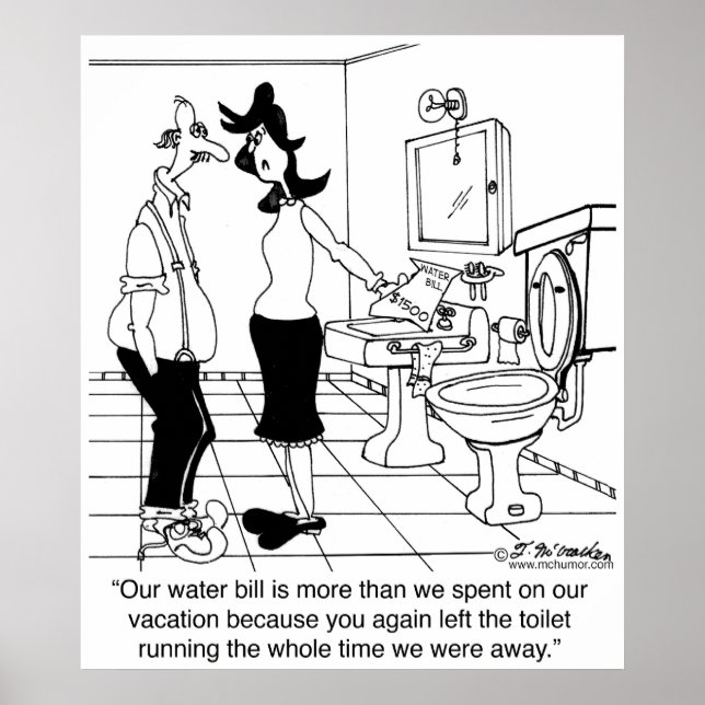 Poster La facture quand vous laissez votre toilette fonct (Devant)
