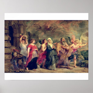 Poster La famille de Lot quitte Sodome, 1625 (huile sur p