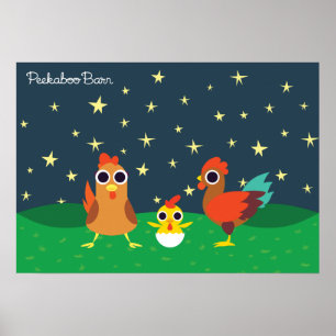 Poster La famille de poulet la nuit