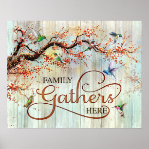 Poster La famille des colibris ici Cadeaux de chauffage d