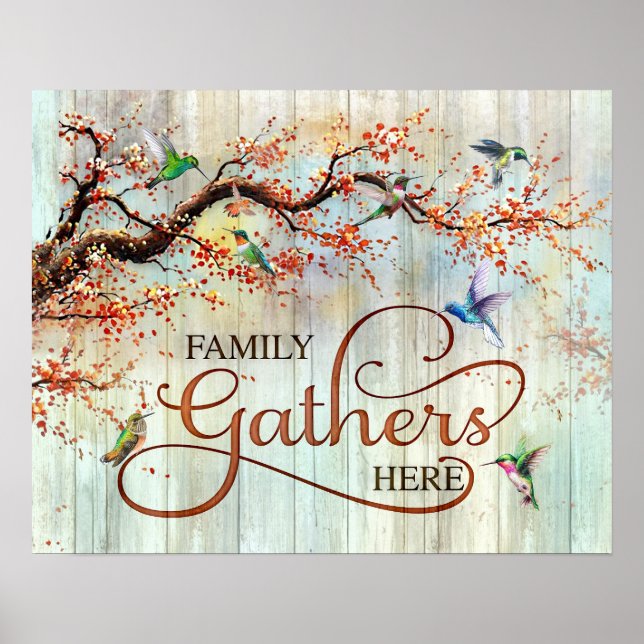 Poster La famille des colibris ici Cadeaux de chauffage d (Devant)
