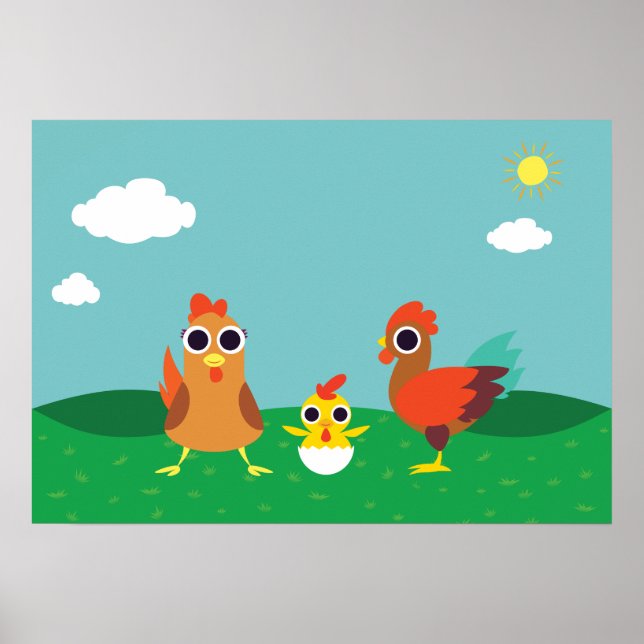 Poster La famille du poulet à l'heure du jour (Devant)