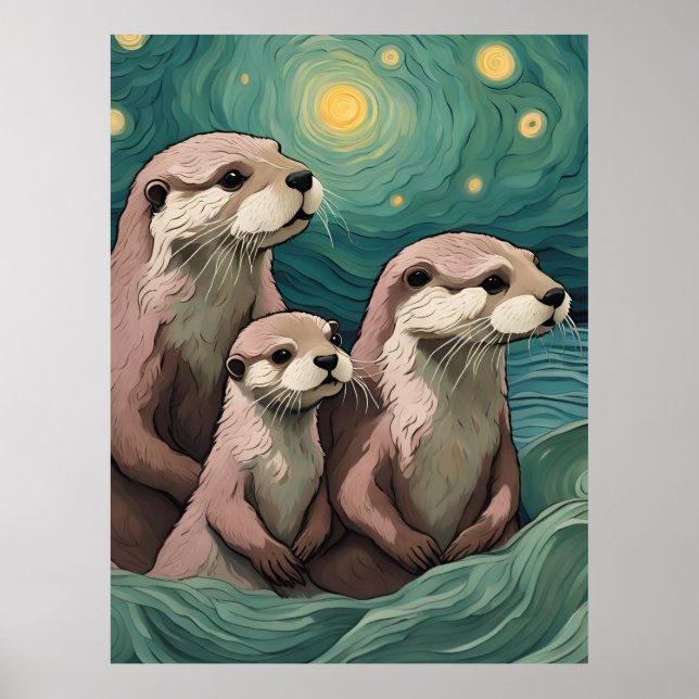 Poster La famille Otter dans un océan étoilé (Devant)