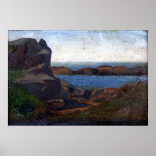 Poster La Farge - Old Boathouse Beach Newport (Devant)