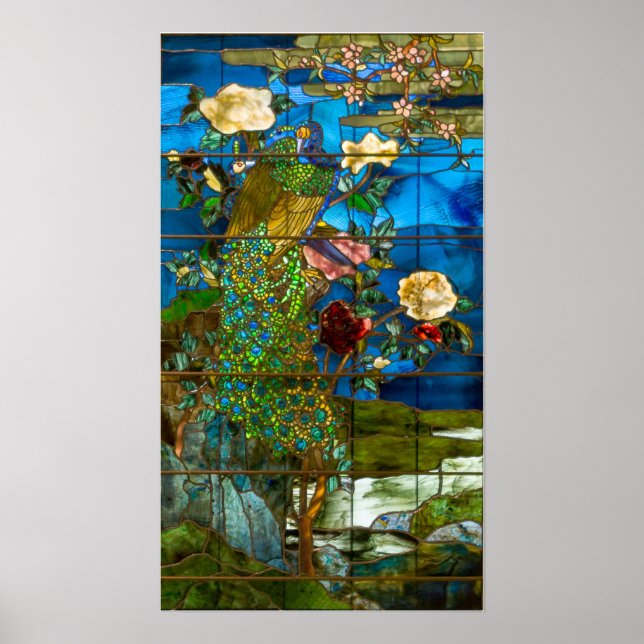 Poster La Farge - Peacocks Et Peonies (Devant)