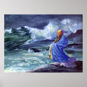 Poster La Farge - Un Rishi Appelant Une Tempête Japonaise