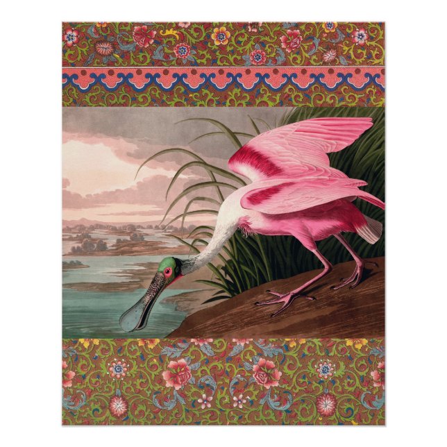 Poster La faune des oiseaux d'Audubon de Spoonbill Roseat (Devant)